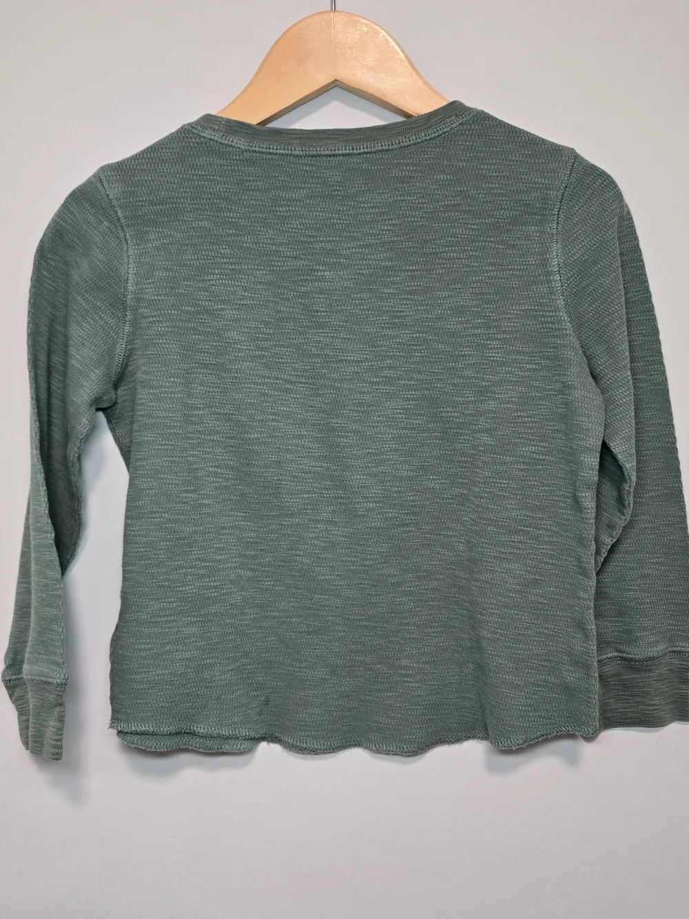 GAP Kid's Long-Sleeve Waffle Knit Top in Sage Layering Fall School Style
